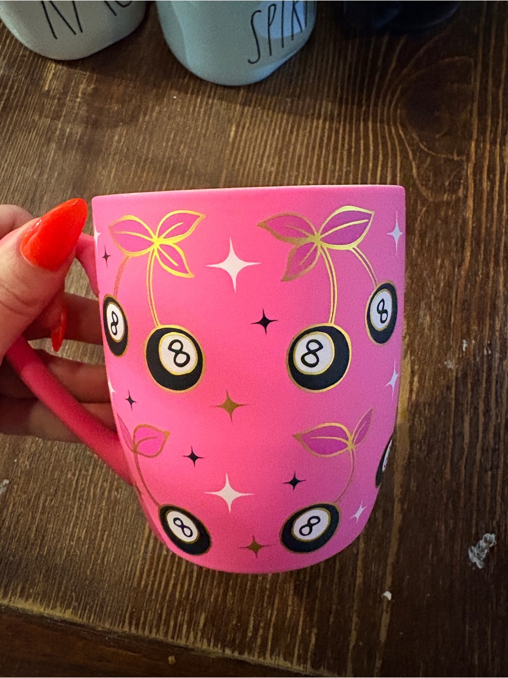 Sheffield Home Pink 8-Ball Cherry Pattern Ceramic Mug